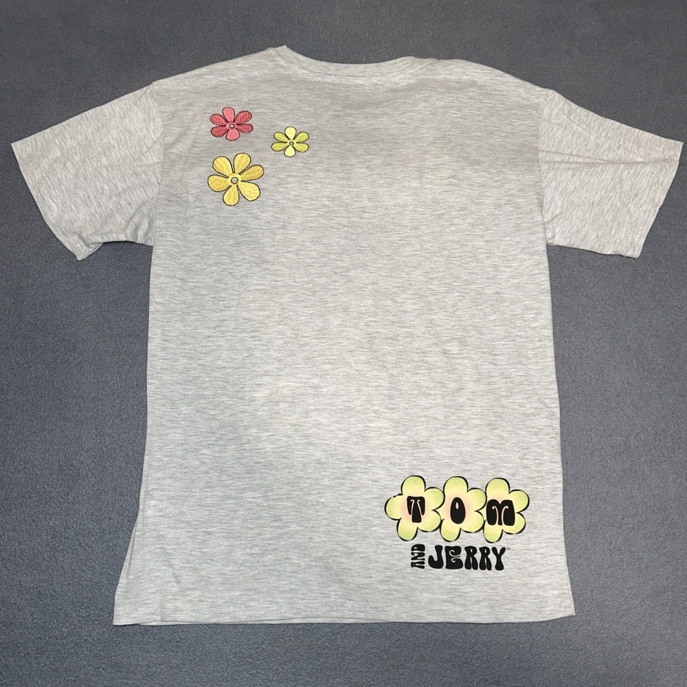 Tom and Jerry "Be Kind" Adult T-Shirt M Gray Cotton Blend Embroidered - Picture 4 of 6